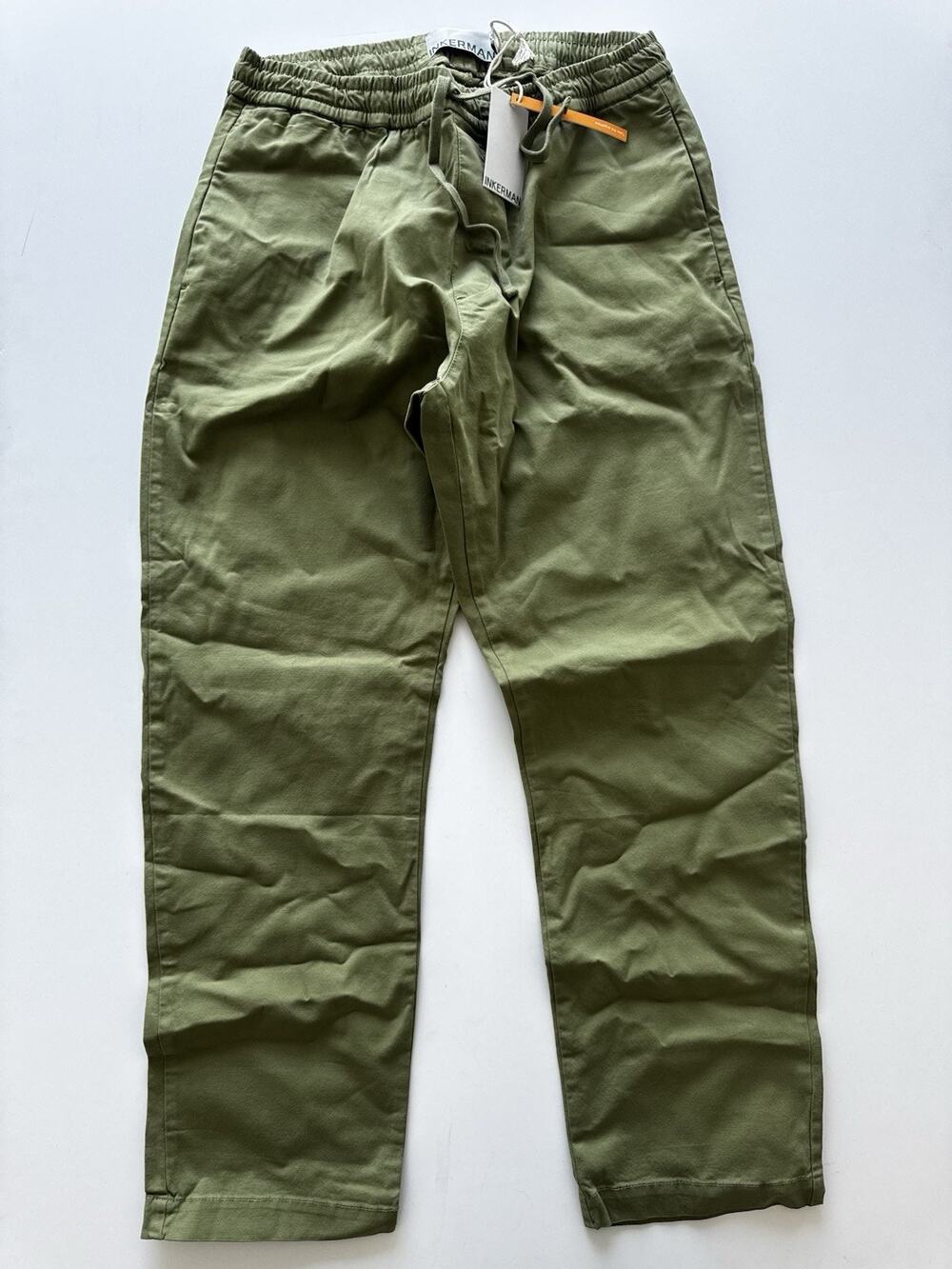 Inkerman Drawstring Cotton Trousers Men's Size 32 Pants Chino Green
